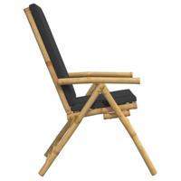 Tuinstoelen 4 st inklapbaar met kussens bamboe donkergrijs - thumbnail