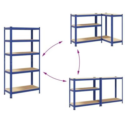 VidaXL Opbergrek 5-laags staal & bewerkt hout blauw