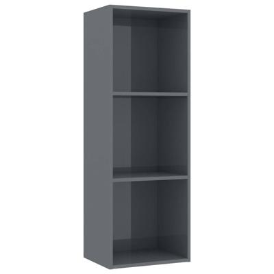 vidaXL Boekenkast 3 schappen 40x30x114 cm spaanplaat hoogglans grijs