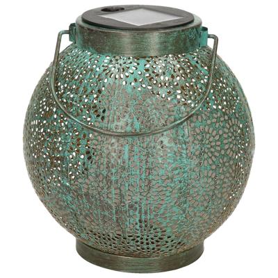 Anna's Collection Solar lantaarn metaal 18 x 19 cm antiek turquoise