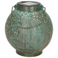 Anna's Collection Solar lantaarn metaal 18 x 19 cm antiek turquoise - thumbnail