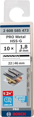 Bosch Accessories 2608585473 2608585473 HSS Metaal-spiraalboor 1.8 mm Gezamenlijke lengte 46 mm Geslepen DIN 338 Cilinderschacht 10 stuk(s) Bosch Accessories 2608585473 2608585473 HSS Metaal-spiraalboor 1.8 mm Gezamenlijke lengte 46 mm Geslepen DIN 338 Cilinderschacht 10 stuk(s)