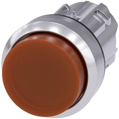 Siemens 3SU10510BB000AA0 3SU1051-0BB00-0AA0 Verlichte druktoets Metalen frontring, Hoogglans, Rond Knop Zilver, Amber 1 stuk(s)