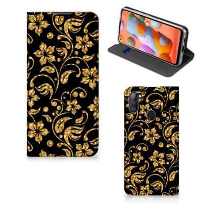 Samsung Galaxy M11 | A11 Smart Cover Gouden Bloemen