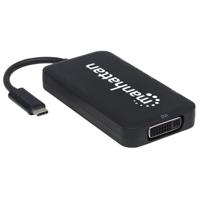 Manhattan 152600 USB Adapter [1x USB-C stekker - 1x DVI-bus 24+5-polig, DisplayPort bus, HDMI-bus, VGA-bus] Zwart 8.00 cm - thumbnail