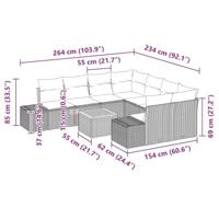 Tuinbankenset met kussen 9 pcs Grijs poly rattan - thumbnail