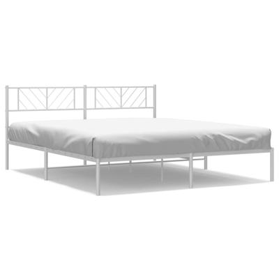 Bedframe met hoofdbord metaal wit 193x203 cm