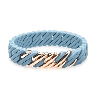 Armband Dames TheRubz Siliconen Roestvrij staal Staal/Siliconen Kleur Blauw Afmeting 15 mm x 19 cm