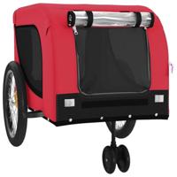 Hondenfietstrailer oxford stof en ijzer rood en zwart - thumbnail
