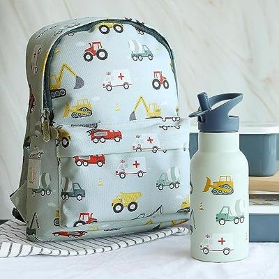 Roestvrijstalen fles voor jongens VOERTUIGEN A Little Lovely Company, 350 ml bleekblauw