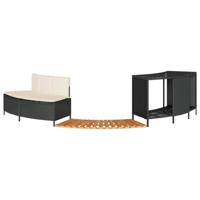 Hottub-ombouw poly rattan en massief acaciahout zwart - thumbnail