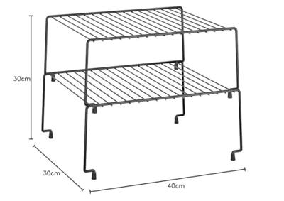 Metaltex Stapelbaar Rek voor Borden 32x32x14 cm 2 Stuks Zwart