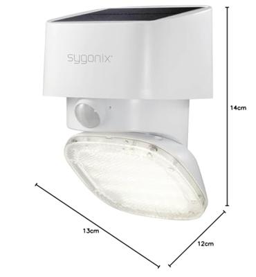Sygonix SY-4673534 Wandlamp op zonne-energie met bewegingsmelder LED LED vast ingebouwd 20 W Wit