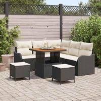Tuinbankenset met kussen 8 pcs Zwart poly rattan - thumbnail