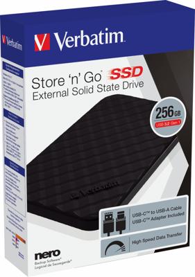 Verbatim Store n Go Portable SSD 256 GB Externe SSD harde schijf USB-C Zwart 53249
