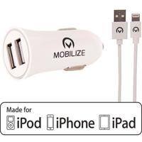 Mobilize Car Charger 2x USB 24W + USB to Apple MFi Lighting Cable 1m. White - thumbnail