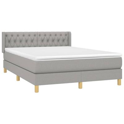 Boxspring met matras stof lichtgrijs 140x200 cm - thumbnail