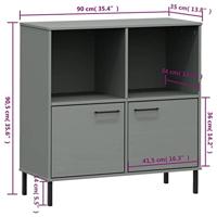 Boekenkast met metalen poten OSLO 90x35x90,5 cm hout grijs - thumbnail
