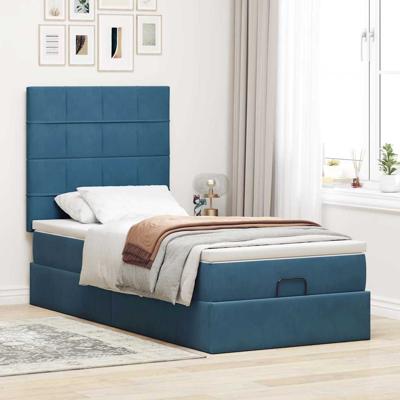 Ottoman bed met matrassen en LED's 140x190cm fluweel - thumbnail