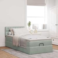 Ottoman bed met matras en LED's 80x200cm fluweel lichtgrijs - thumbnail