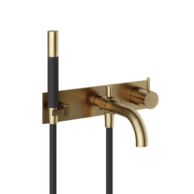 Hotbath Cobber Afbouwdeel - Inbouw Douche/Badmengkraan - Automatische Omstelinrichting met Doucheslang en Handdouche BB - Living Colours Vormen een Poetsbaar Patina - Geborsteld Messing PVD