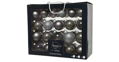 Kerstbal glas d7 cm grijs a12 42st Decoris - Decoris