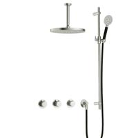 Hotbath Cobber IBS70 inbouwdouche met ronde handdouche, 15cm plafondbuis, 30cm hoofddouche en glijstang nikkel glans - thumbnail