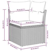 10-delige Loungeset met kussens poly rattan lichtgrijs - thumbnail