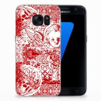 Silicone Back Case Samsung Galaxy S7 Angel Skull Rood - thumbnail