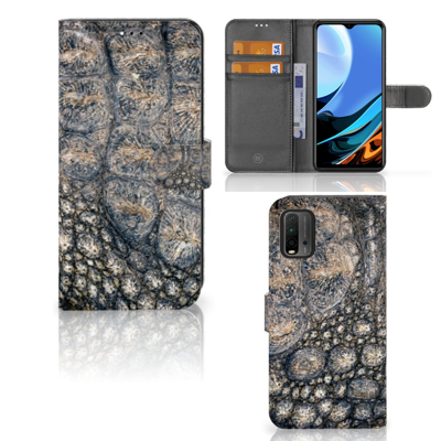 Xiaomi Redmi 9T | Poco M3 | Telefoonhoesje | Met pasjeshouder | Krokodillenprint