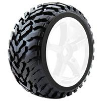 Fastrax Arrow banden op witte velgen (0 offset) - 1/8 Truggy - thumbnail