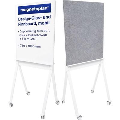 magnetoplan Glasboard, Prikbord mobiles Glas-/Pinnboard (b x h) 76 cm x 180 cm Wit