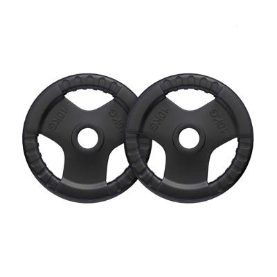 2 x 10 kg Olympische halterschijf Gripper Gietijzer rubber coating - 50/51 mm