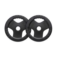 2 x 10 kg Olympische halterschijf Gripper Gietijzer rubber coating - 50/51 mm - thumbnail