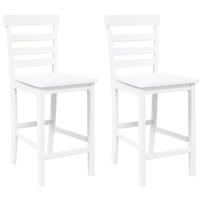 Barkrukken 2 st massief hout rubber wit - thumbnail