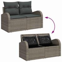 Tuinbankenset met kussen met opslag 7 pcs Grijs poly rattan - thumbnail