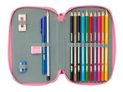 Dubbele etui Moos Flores Multicolour 12.5 x 19.5 x 4 cm 28 Onderdelen
