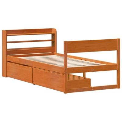 Bedframe zonder matras massief grenenhout wasbruin 75x190 cm Bedframe zonder matras massief grenenhout wasbruin 75x190 cm