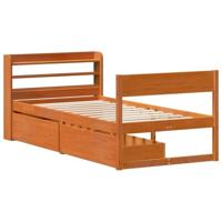Bedframe zonder matras massief grenenhout wasbruin 75x190 cm - thumbnail