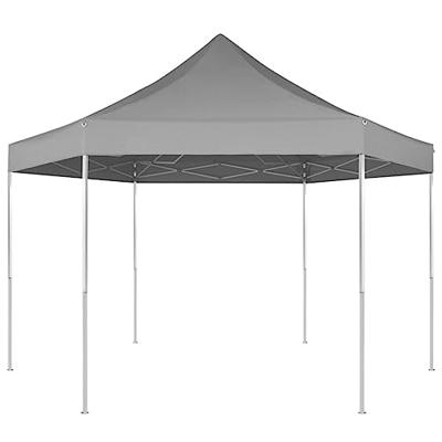 Partytent pop-up zeshoekig inklapbaar 3,6x3,1 m grijs