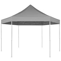 Partytent pop-up zeshoekig inklapbaar 3,6x3,1 m grijs - thumbnail