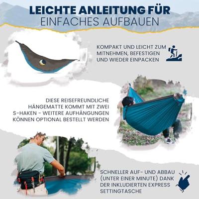 Ticket to the Moon Original hangmat Aqua / Dark Grey Ticket to the Moon Original hangmat Aqua / Dark Grey