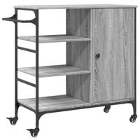 Keukentrolley 87,5x38,5x84,5 cm bewerkt hout grijs sonoma eiken - thumbnail