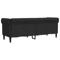 Driezitsbank Chesterfield-stijl stof zwart - thumbnail