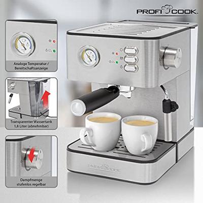 Profi Cook PC-ES 1209 Espressomachine met filterhouder RVS 850 W
