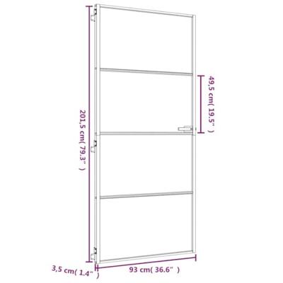 VidaXL Binnendeur smal 93x201,5 cm gehard glas en aluminium goudkleur