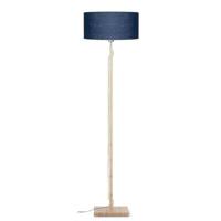 Good&Mojo Vloerlamp 'Fuji' Bamboe en Eco linnen, kleur Denimblauw - thumbnail