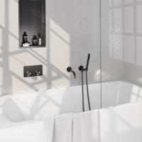 Brauer Gunmetal Carving Thermostatische Inbouw Badkraan Drukknoppen - Uitloop - Staaf - Doucheslang - Wandaansluitbocht - Handdouche - Gunmetal Geborsteld Pvd - thumbnail