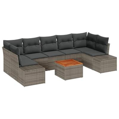 Tuinbankenset met opslag 8 pcs Grijs poly rattan