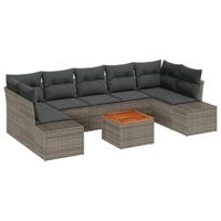 Tuinbankenset met kussen 8 pcs Grijs poly rattan - thumbnail